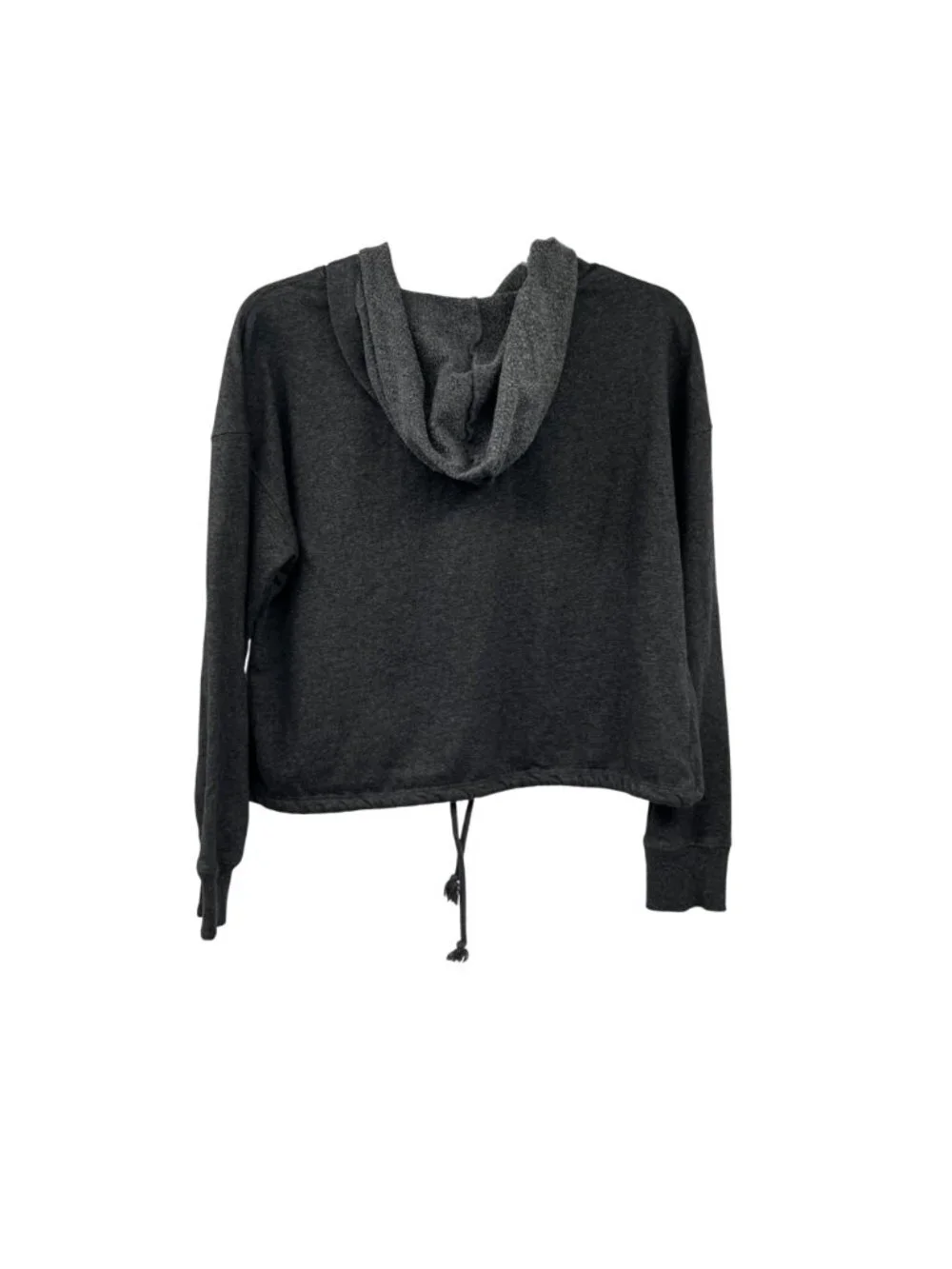 French Laundry Sport Womens Cropped Hoodie Tie Waist Gray Size Medium